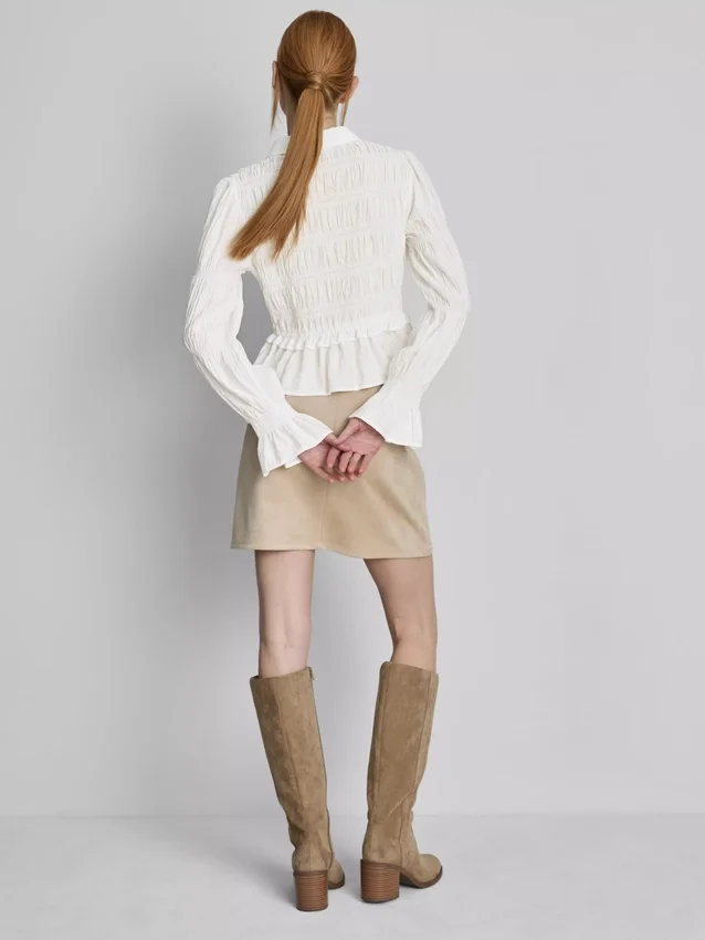 Shirred peplum hem blouse