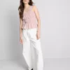 Shirred peplum-hem tank top