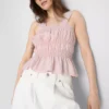 Shirred peplum-hem tank top