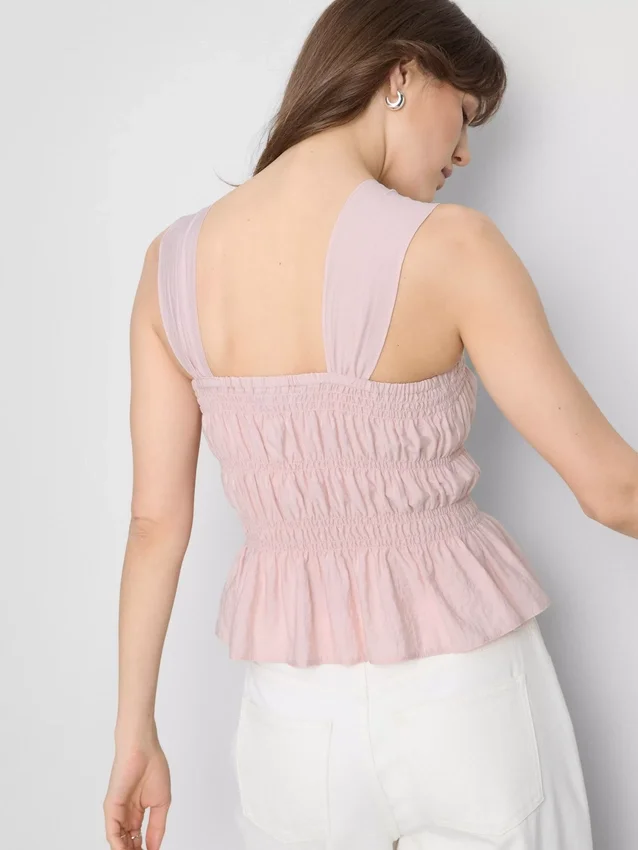Shirred peplum-hem tank top