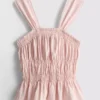 Shirred peplum-hem tank top