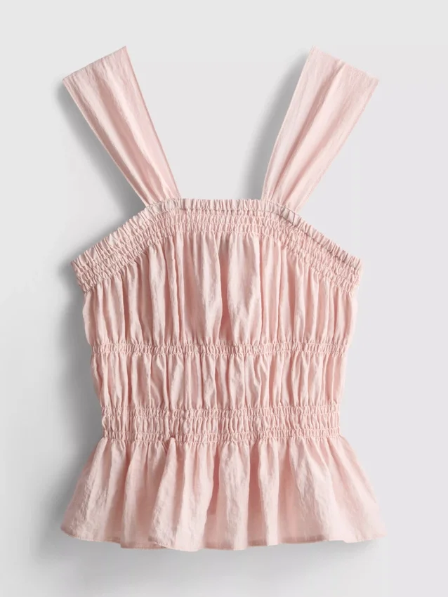 Shirred peplum-hem tank top