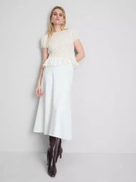 Shirred short-sleeve top