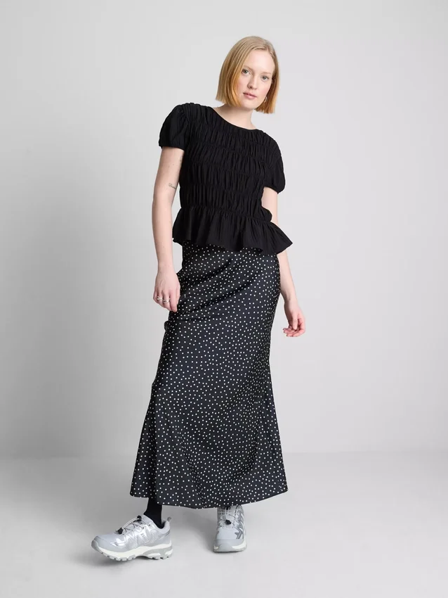 Shirred short-sleeve top