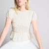 Shirred short-sleeve top