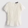 Shirred short-sleeve top