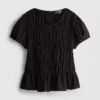Shirred short-sleeve top