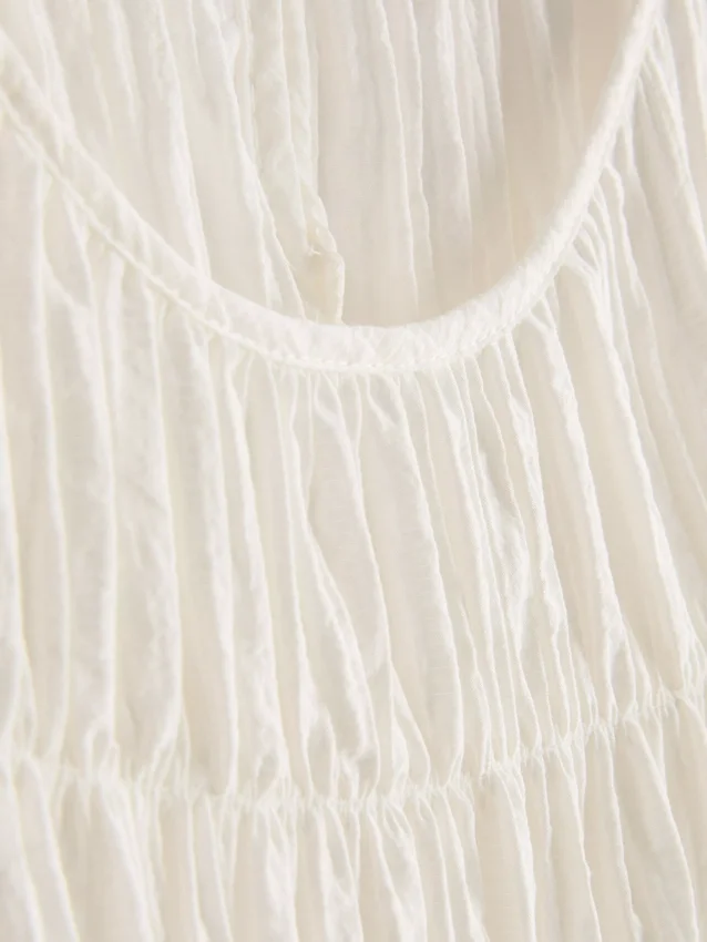 Shirred short-sleeve top