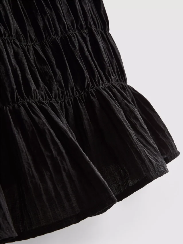 Shirred short-sleeve top