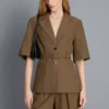 Short sleeve belt detail blazer