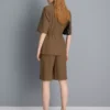 Short sleeve belt detail blazer