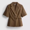 Short sleeve belt detail blazer