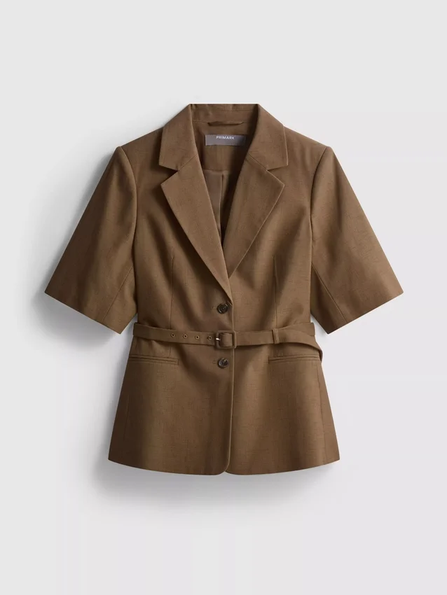 Short sleeve belt detail blazer