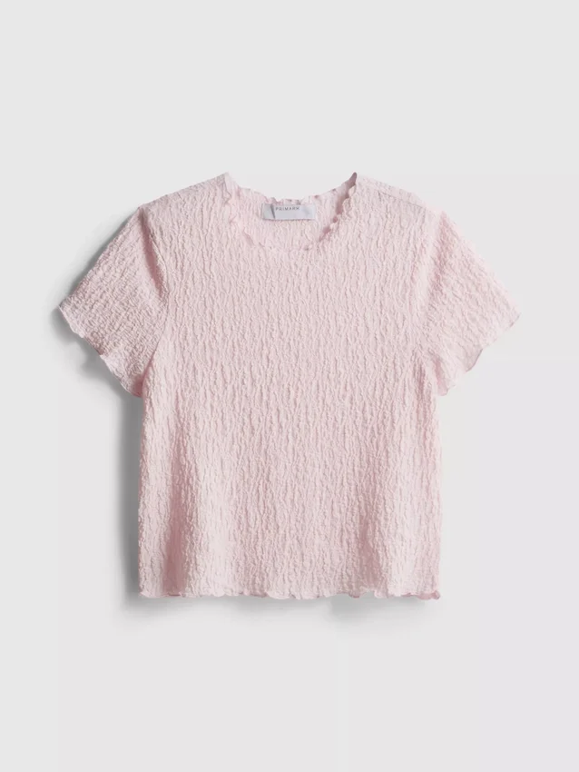 Short-sleeve crinkle top