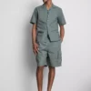 Short sleeve linen blend shirt