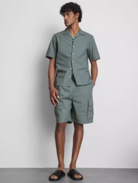 Short sleeve linen blend shirt