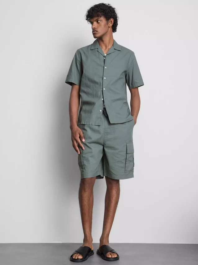 Short sleeve linen blend shirt