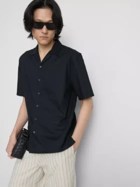 Short sleeve linen blend shirt