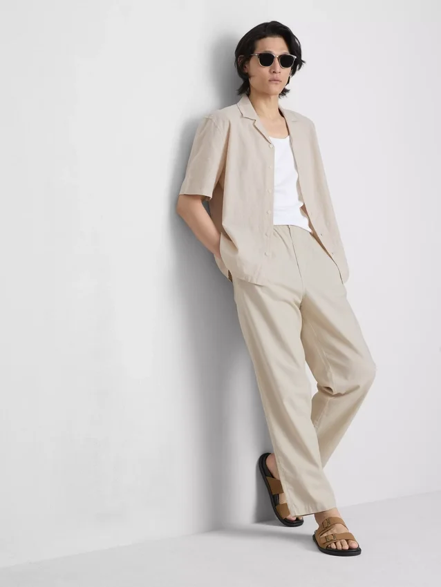 Short sleeve linen blend shirt