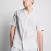 Short sleeve linen blend shirt