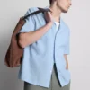 Short sleeve linen blend shirt