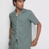 Short sleeve linen blend shirt