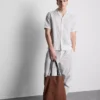 Short sleeve linen blend shirt