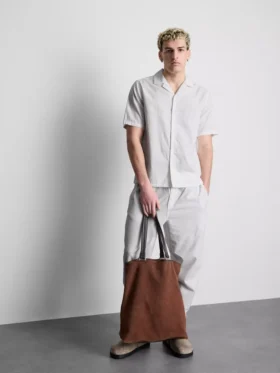 Short sleeve linen blend shirt