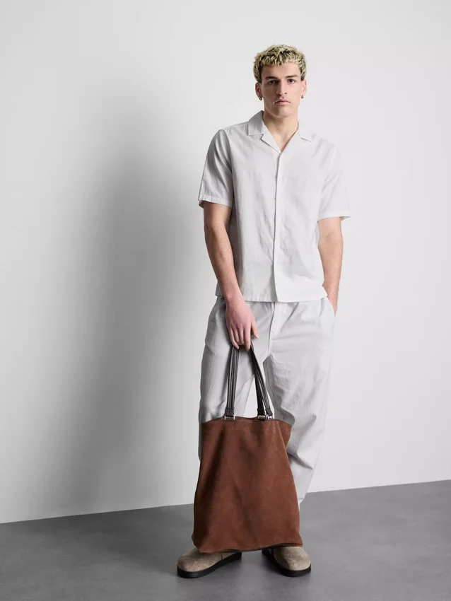 Short sleeve linen blend shirt