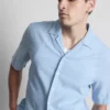 Short sleeve linen blend shirt