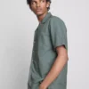 Short sleeve linen blend shirt