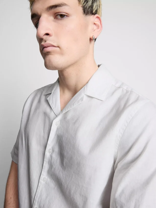 Short sleeve linen blend shirt