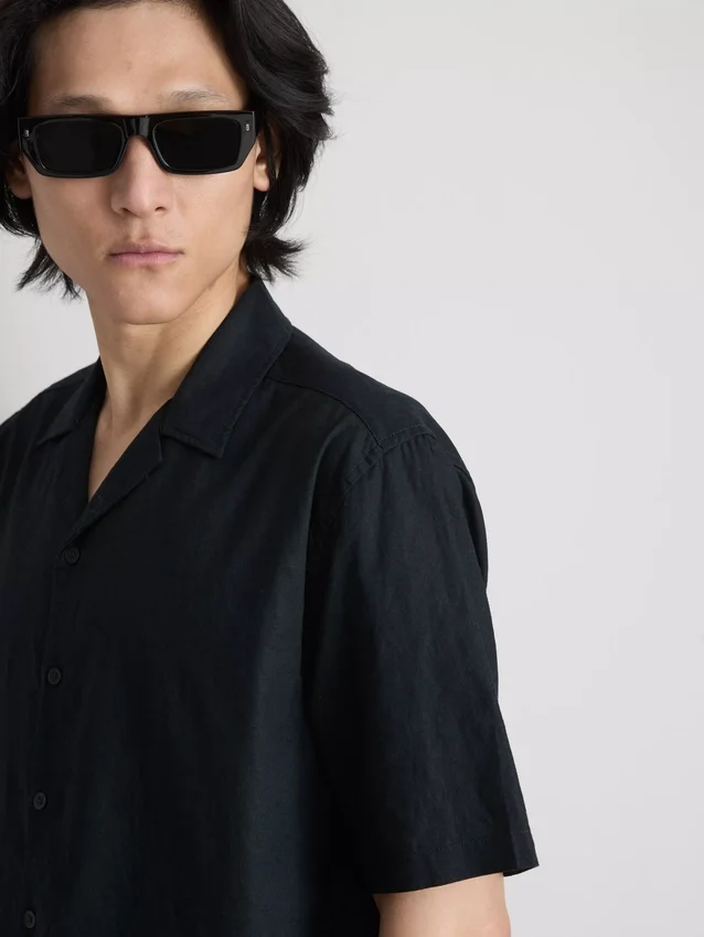 Short sleeve linen blend shirt
