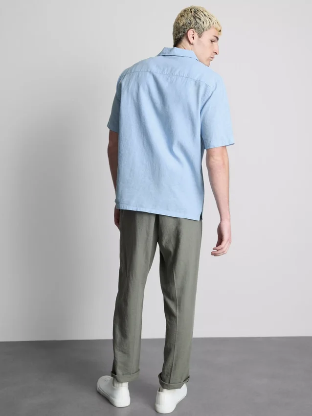 Short sleeve linen blend shirt
