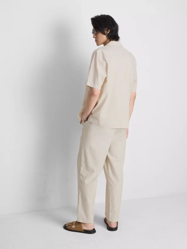 Short sleeve linen blend shirt