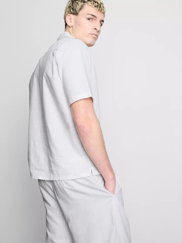 Short sleeve linen blend shirt