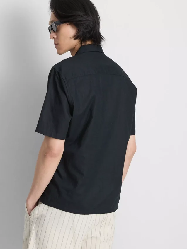 Short sleeve linen blend shirt