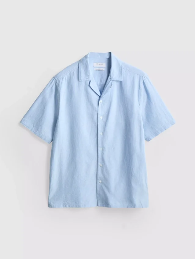 Short sleeve linen blend shirt