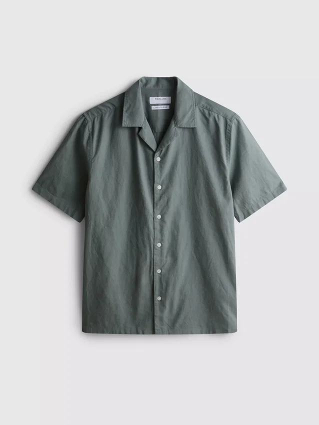 Short sleeve linen blend shirt