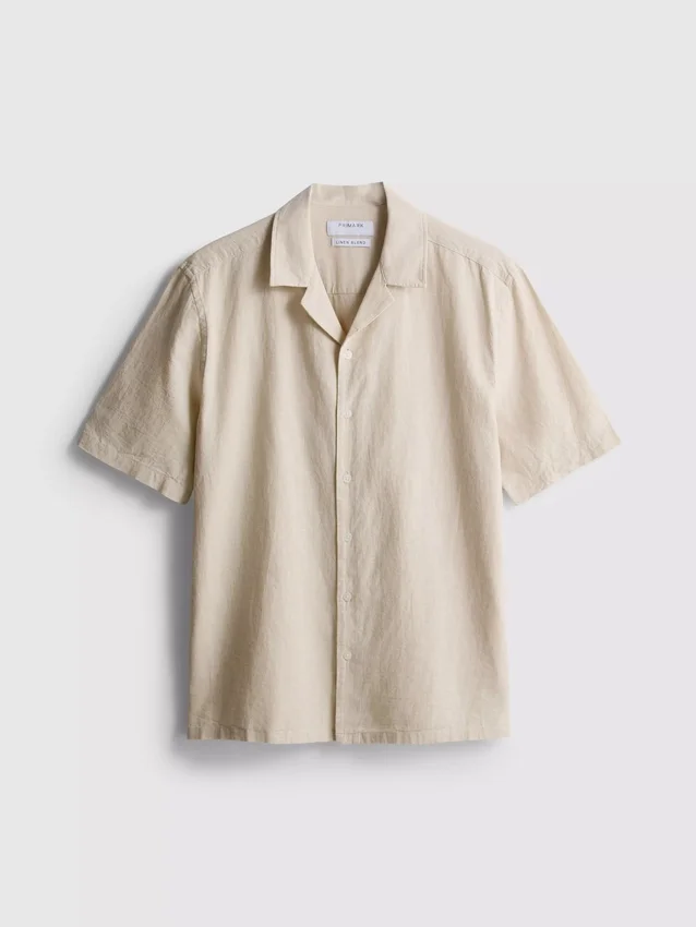 Short sleeve linen blend shirt