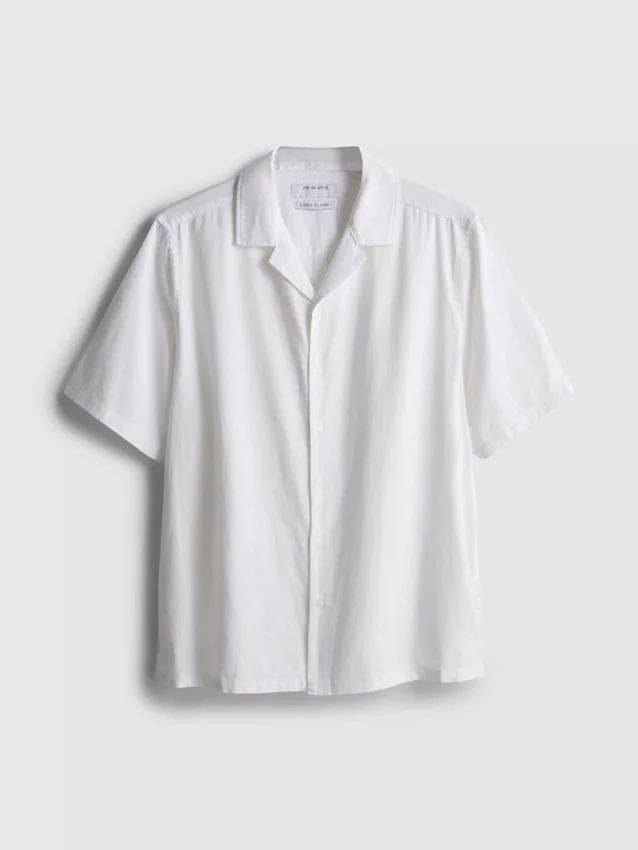 Short sleeve linen blend shirt