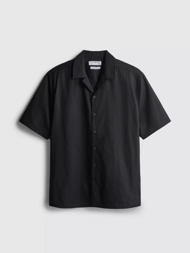 Short sleeve linen blend shirt