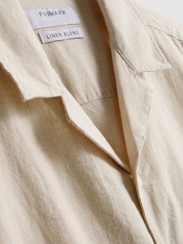 Short sleeve linen blend shirt