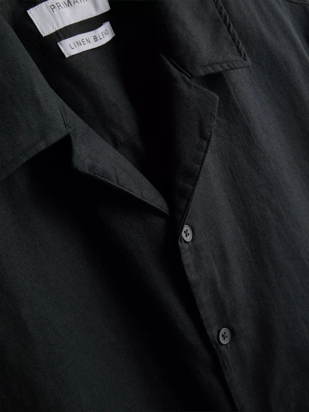 Short sleeve linen blend shirt