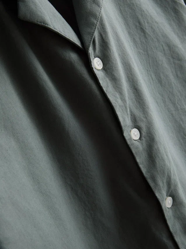Short sleeve linen blend shirt
