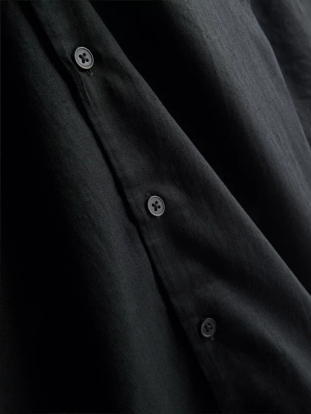 Short sleeve linen blend shirt