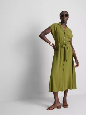 Short sleeve midi shirt dress