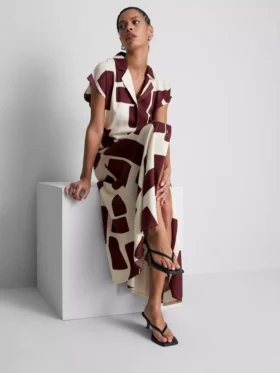 Short sleeve midi shirt dress