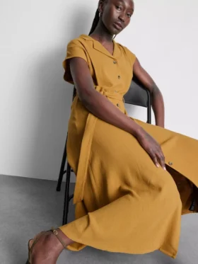 Short sleeve midi shirt dress