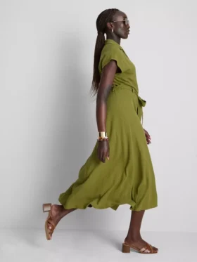 Short sleeve midi shirt dress